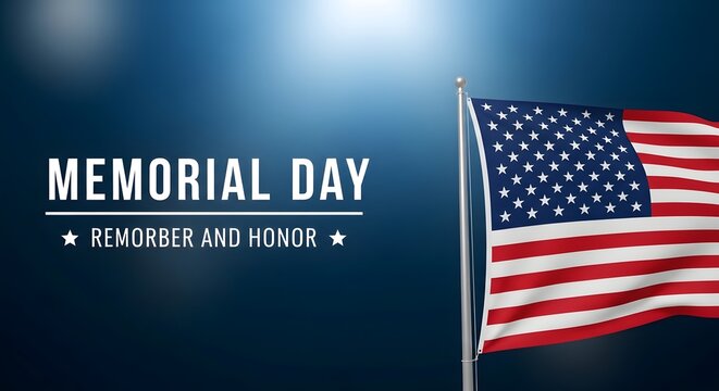 Memorial day patriotic background with american flag and text overlay