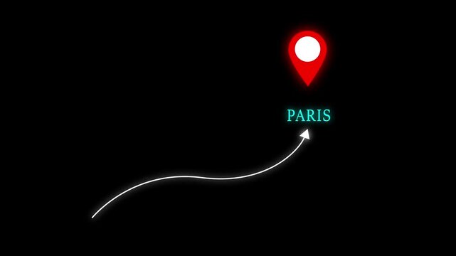 Glowing Location Pointer Icon Animation. Direction Location Pin Symbol. London icon on a black background. and creating a stunning 4k video.