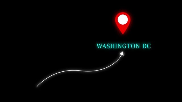 Glowing Location Pointer Icon Animation. Direction Location Pin Symbol. London icon on a black background. and creating a stunning 4k video.