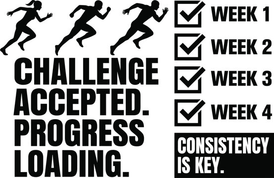 Fitness challenge accepted progress tracking with runners and weekly goals