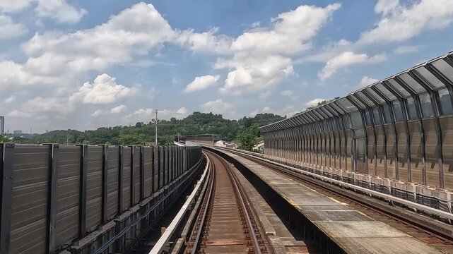 Train front view in suburban Kuala Lumpur, Malaysia