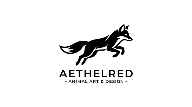 Black Fox Logo Design Animal.