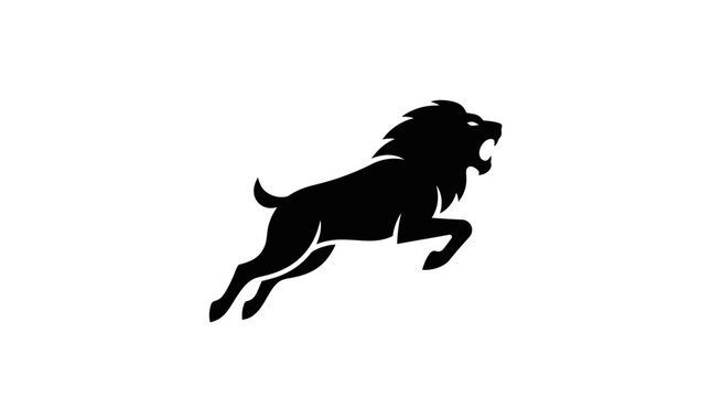 Black silhouette of a running lion.