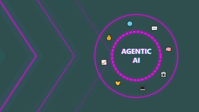 agentic ai technology concept with glowing icons and digital background for business