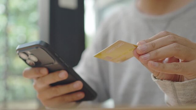 Commercial concept of online shopping payment with credit card checkout for e-commerce purchase, digital transaction, and online order processing.