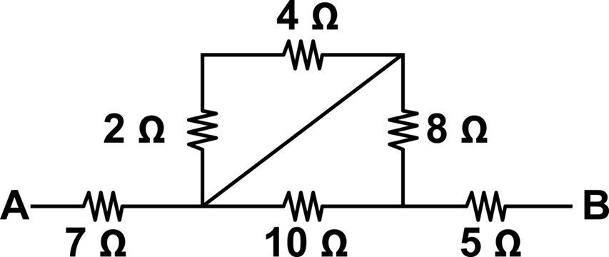 Electrical Circuit Diagram With Resistor Bridge and Ohm Values Between Terminals A and B
