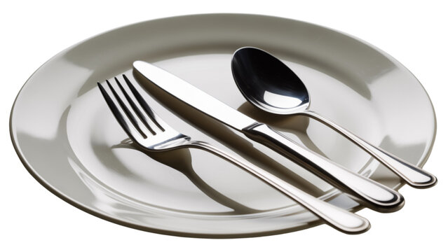 Silverware set on white plate