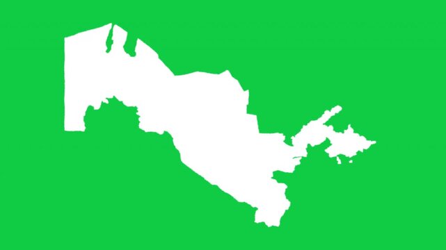 Uzbekistan wiggle animation map loop green background