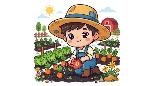 Boy in Garden Farm.