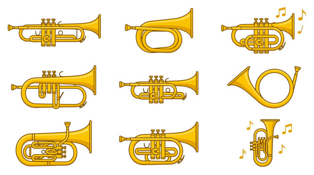 Brass Trumpet Musical Instruments.