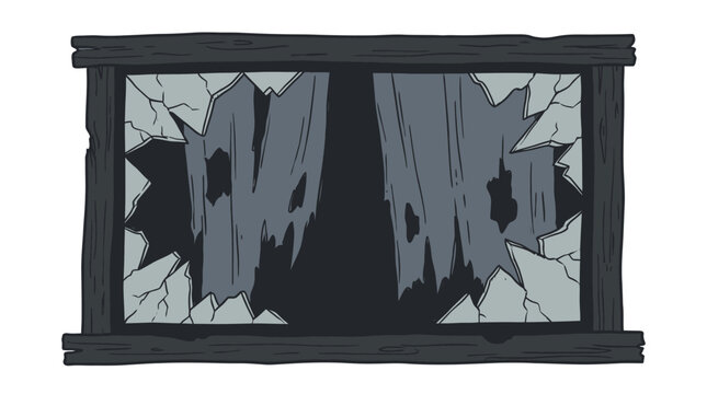 Broken Glass Window Pane.