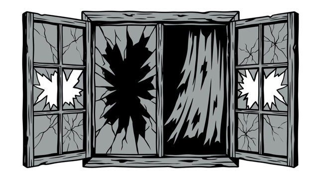 Broken Window Pane Glass.