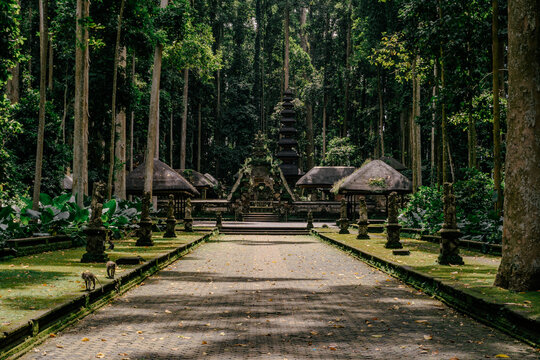 Traditional Balinese Hindu Temple in Sacred Monkey Forest Sangeh Bali