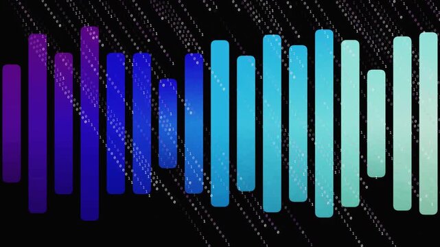 Colorful abstract soundwave pattern with gradient bars on black background
