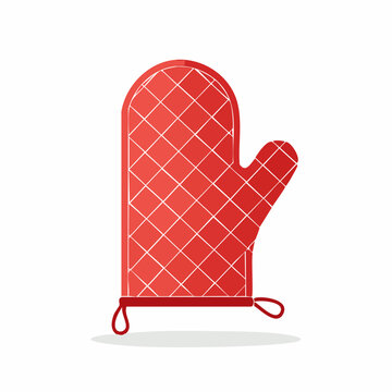 Red Oven Mitt with Quilted Pattern