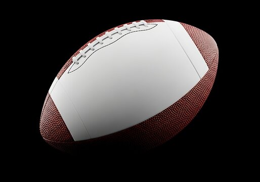 Isolated american football ball with textured brown leather and white laces for sports competition, league tournament, championship