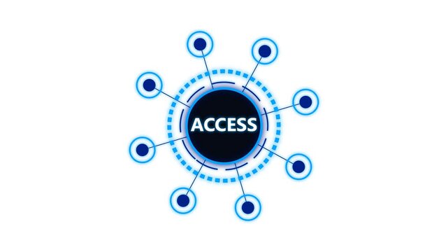 Digital access network icon concept with blue glowing nodes on a white background...