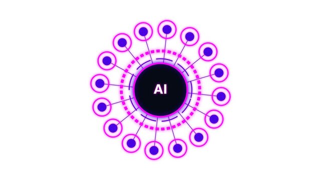 ai artificial intelligence network icon with digital connections on white background