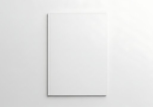 Isolated blank magazine cover mockup with soft shadow, top view for editorial branding, portfolio presentation, catalog design