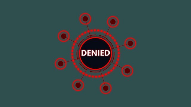 Access denied notification showing a red warning symbol on a dark digital background