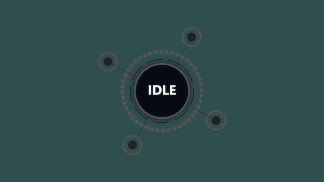 Idle status indicator with a central circle and nodes on a dark minimalist background