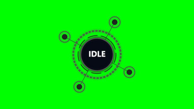 Idle status hud interface with futuristic circular elements on a green screen visual