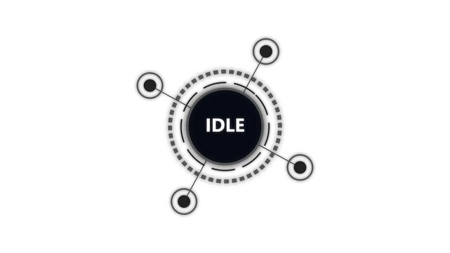 Idle status indicator icon with a rotating circular hud element on bright background