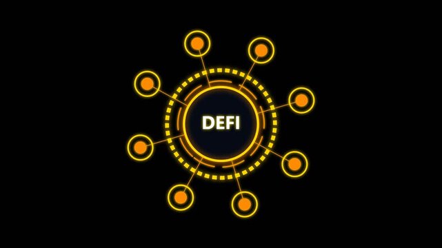 decentralized finance defi concept with a glowing digital interface and orange nodes