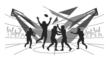 American football players in a dynamic game action silhouette. © Andi Pratama Wijaya