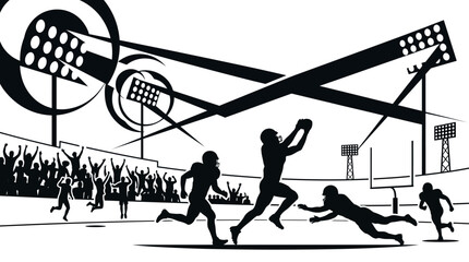 American football players in action silhouette illustration. © Andi Pratama Wijaya