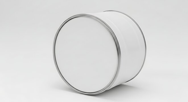 Isolated white industrial drum container for chemical storage, metal barrel packaging, logistics, shipping industry