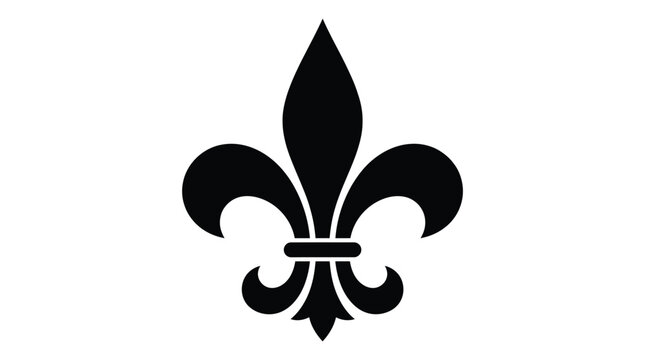 Elegant black fleur de lis symbol isolated on a clean surface captured in this high contrast professional image representing classic history and traditional royal decorative design