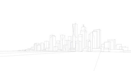 Fototapeta premium Minimalist Line Art Drawing of a Modern City Skyline.