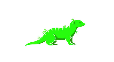 Fototapeta premium Green Mongoose with Leaves, Isolated on White Background