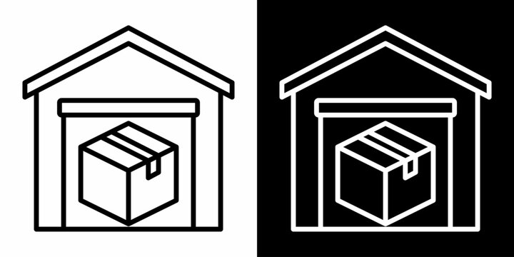 Warehouse Storage White Icon Set Design