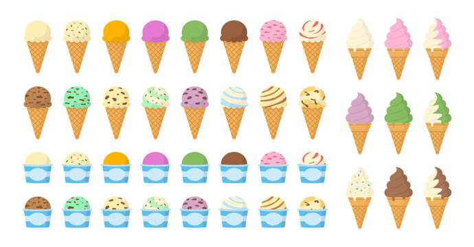 アイスクリーム・ソフトクリーム・カップアイス ベクターイラストセット