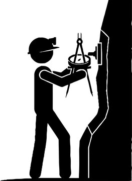 Industrial surveyor measuring a wall with precision tools