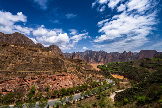 Yellow River scenery at Bingling Temple in Lanzhou, Gansu Province, China