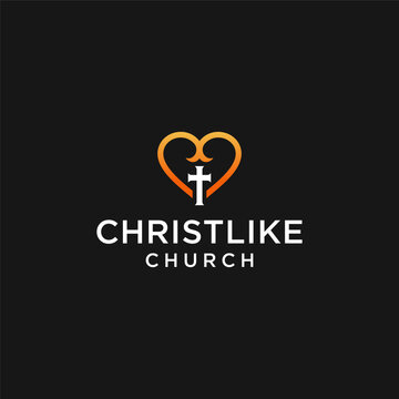 A heart shape with a Christian cross inside, symbolizing love and faith. The text CHRISTLIKE CHURCH is displayed below the graphic.
