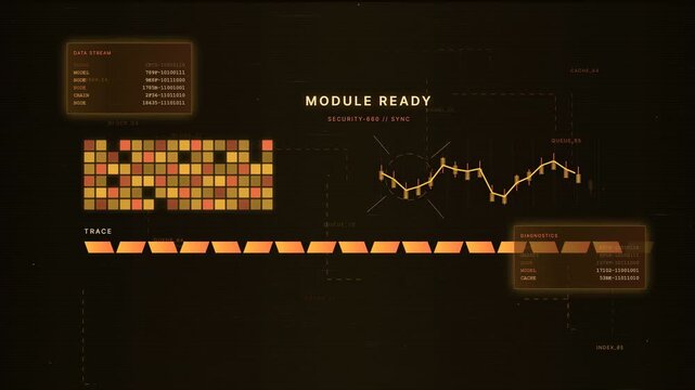 Futuristic Digital HUD Interface with Data Stream and Diagnostics