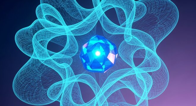 An abstract blue fractal background with a glowing texture of liquid light and energy patterns resembling electric plasma cells or swimming bacteria in a wave of power