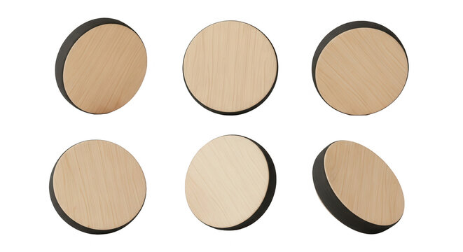 wooden circles of various angles black edge isolated on a white background design elements