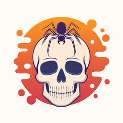 Obraz premium Spider on Skull Illustration
