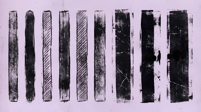 Vector old graphic dark imprints. Monotype printmaking effect texture on light purple background