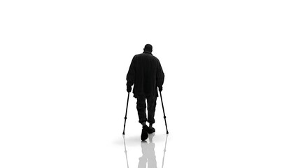 Fototapeta premium Elderly man walking with trekking poles.