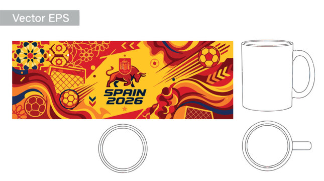 Spain Football World Cup 2026 Technical Mug Template
