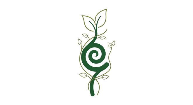 Green swirl leaf plant logo design.