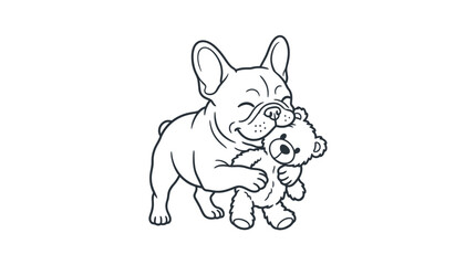 Fototapeta premium French bulldog and puppy nuzzling affectionately on white background