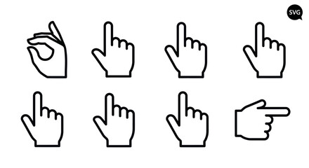 Obraz premium Hand Cursor Icons Set, Pointing Finger and Click Gestures