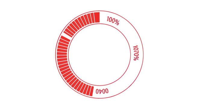 Circular progress bar loading indicator with percentage numbers